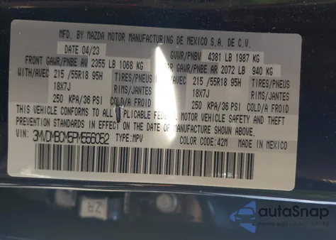 2023 Mazda Cx-30 2.5 S Preferred из США, поврежденный, VIN 3MVDMBCM5PM556052